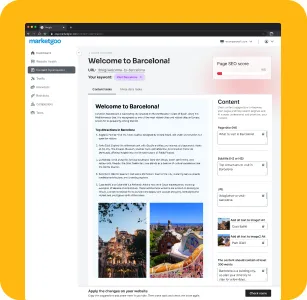 marketgoo content recommendations panel