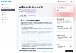 marketgoo content optimization in the Webapp