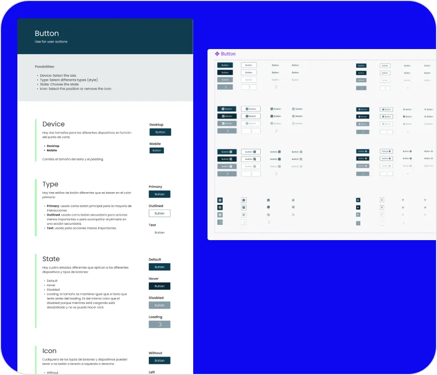 Button component and its variants