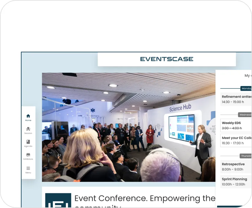 Eventscase product home built on the system