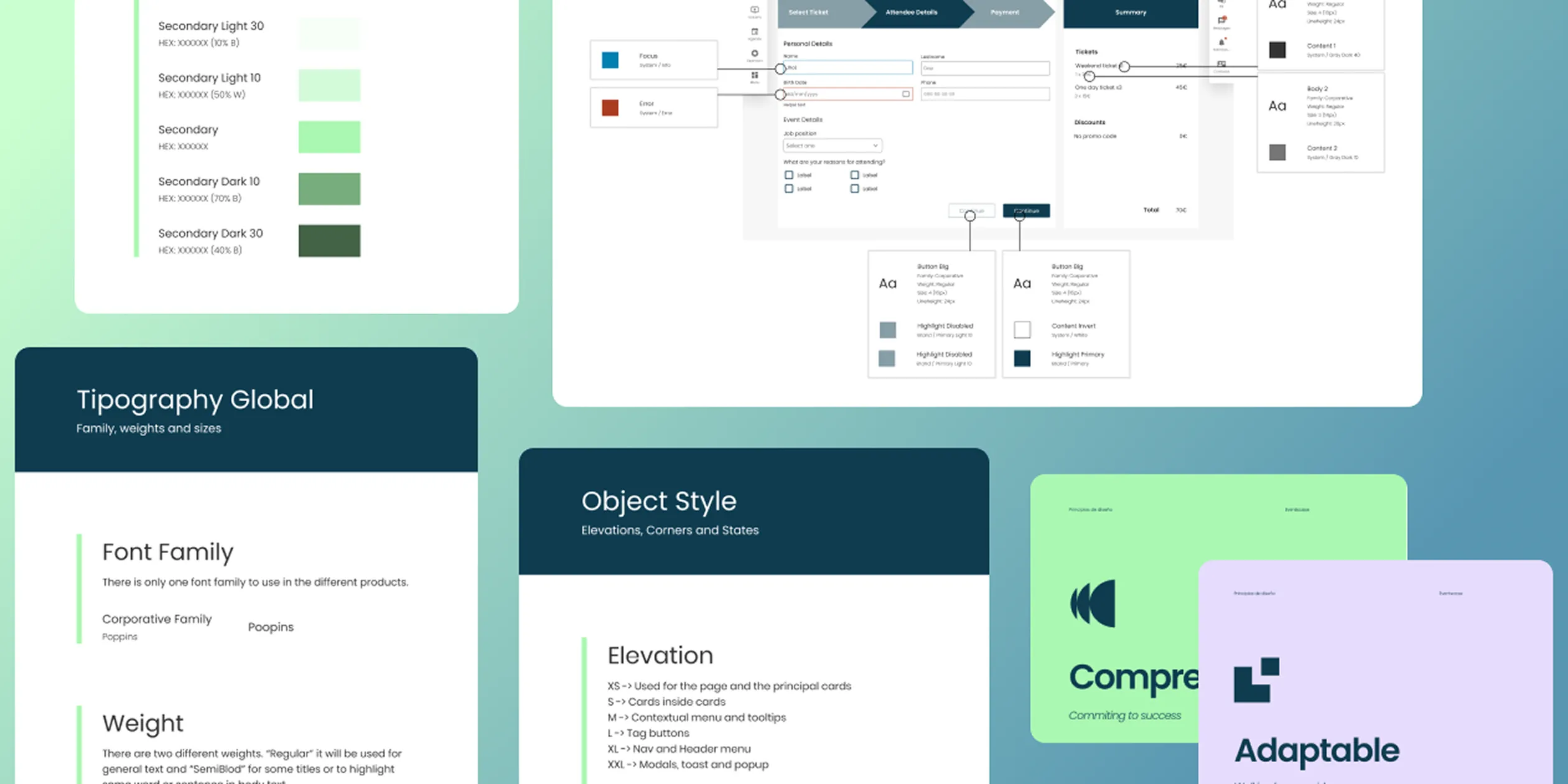 Screenshot of the Eventscase Design System components