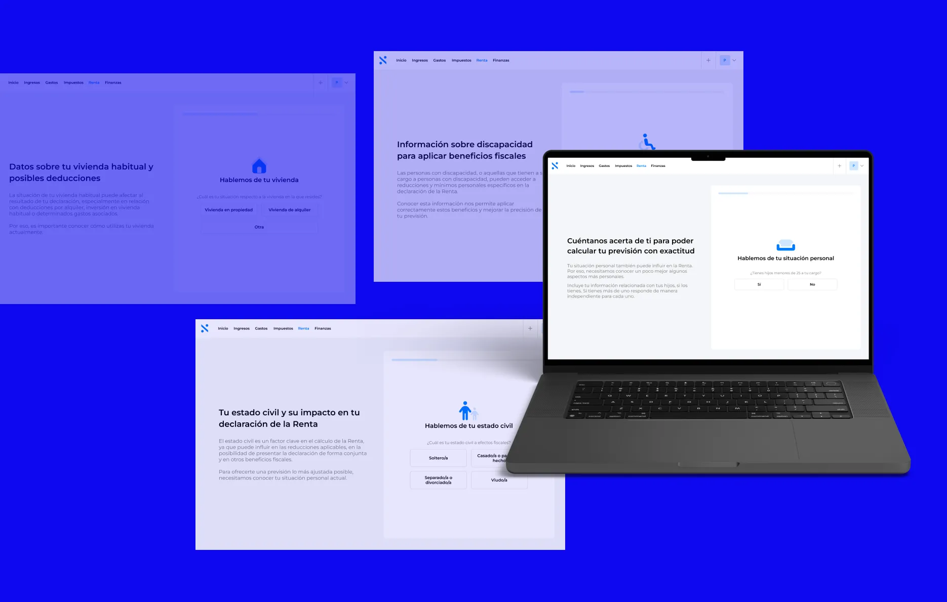 The Renta wizard across screens