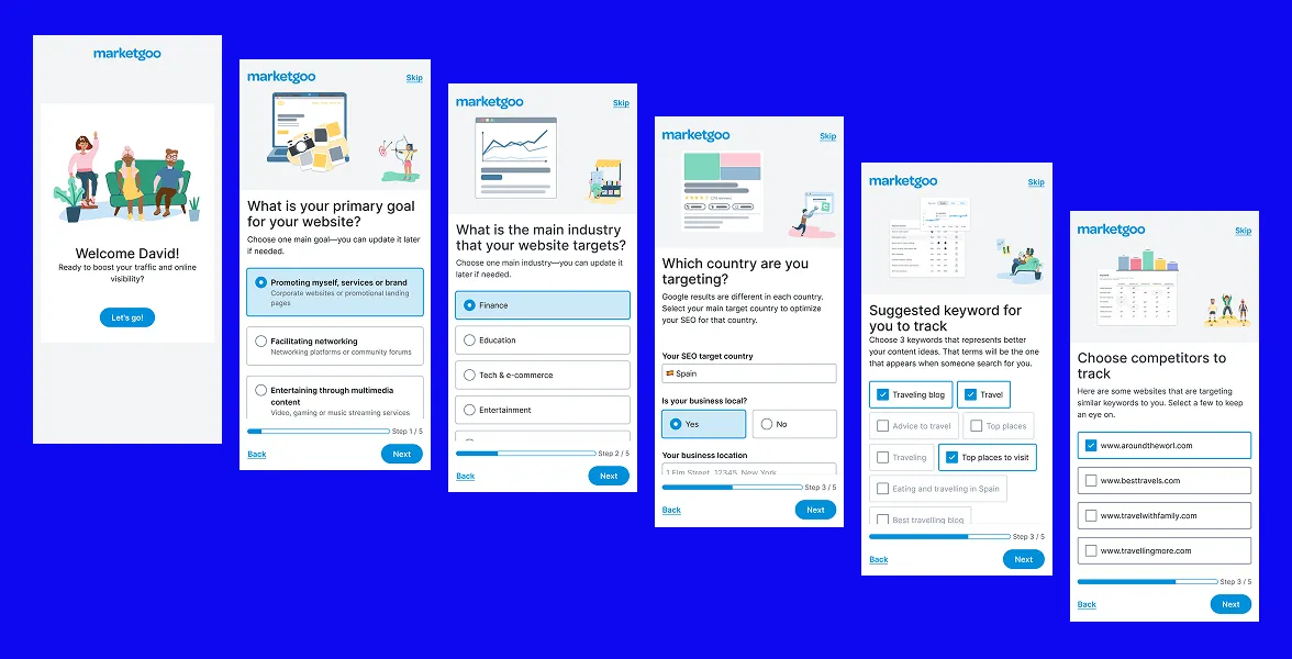 marketgoo onboarding wizard steps